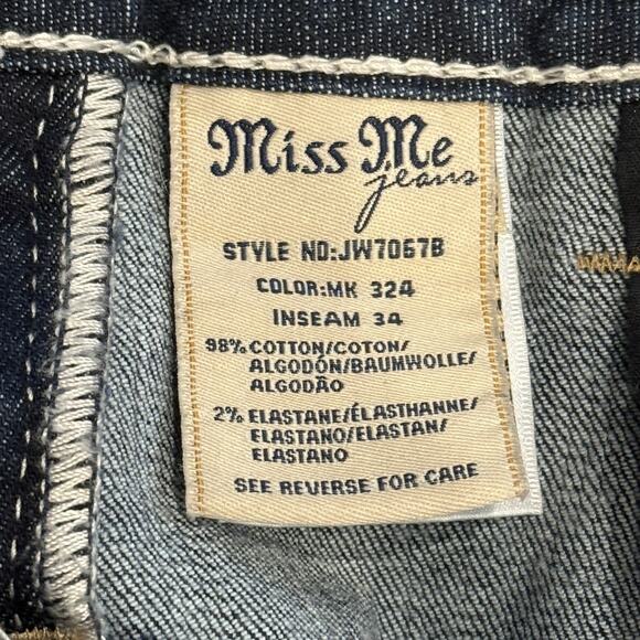 Miss Me Jeans Womens 26 Blue Signature Boot MK 324 Embroidered Distressed‎ Denim - Picture 7 of 15
